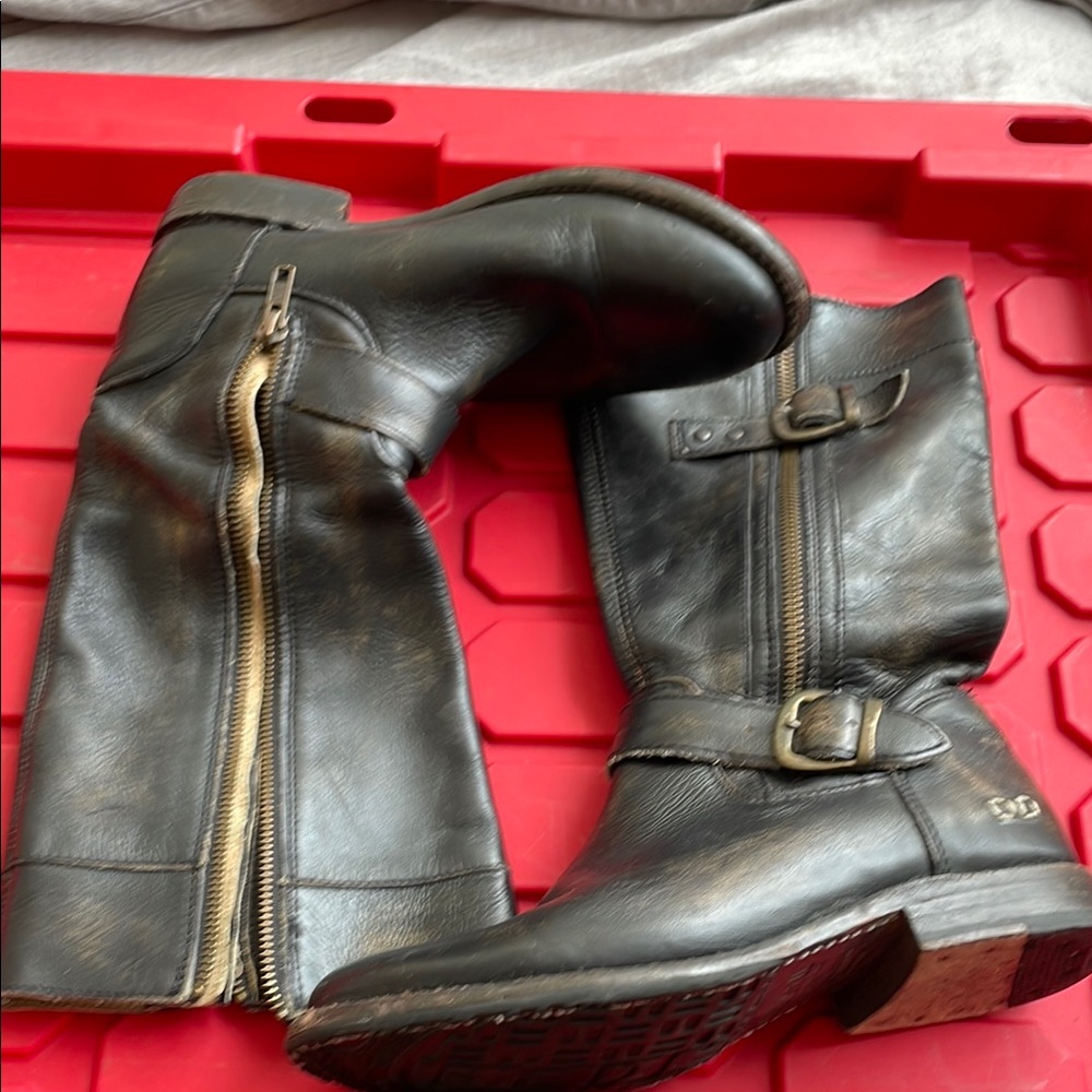 Bed Stu Black Brown Leather Boots with Buckle Detail VI